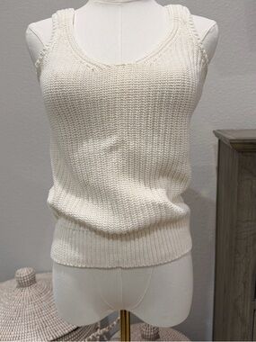 John + Jenn Cable Knit Pete Women’s Tank Color Chalk Size XS